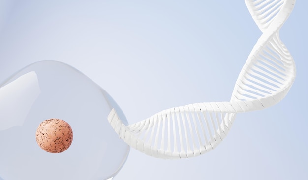 3D-Rendering Helix komplementärer DNA-Strang von RNA-Sequenzen genetischer Code oder Genom Nukleotid-Datenbank der Genexpression Der zentrale Dogma-Prozess der Transkription und Translation Menschliches Gen