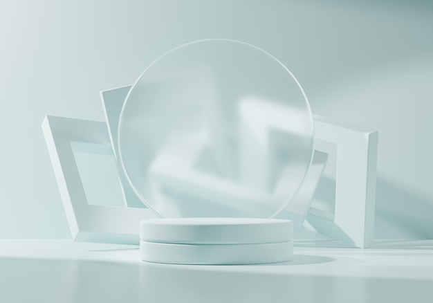 3D-Rendering hellblauer Plattformpodium für den Hintergrund der Produktpräsentation