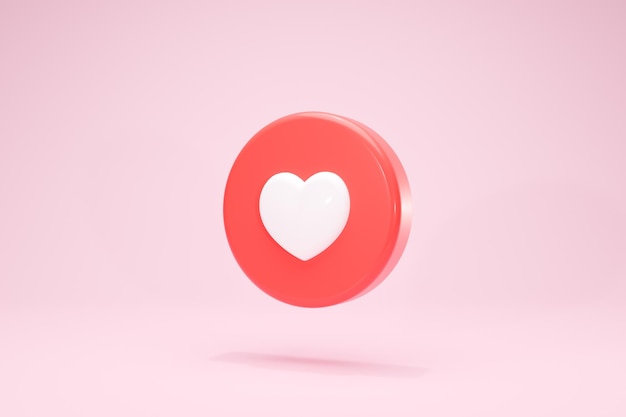 3D-Rendering Herz-Valentine-Schaltfläche wie Symbole Social Media lieben Seitenansicht