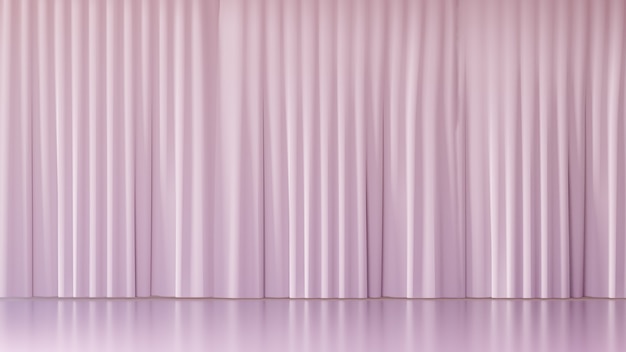 3D-Rendering-Hintergrund. Leere Bühnenlicht rosa Vorhangfassade. Bild zur Präsentation.