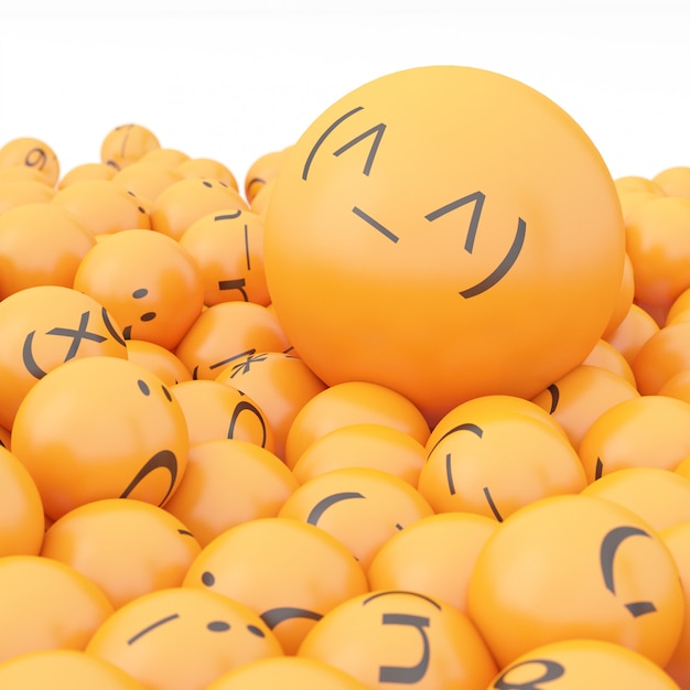 3D-Rendering-Hintergrund von Emoticons