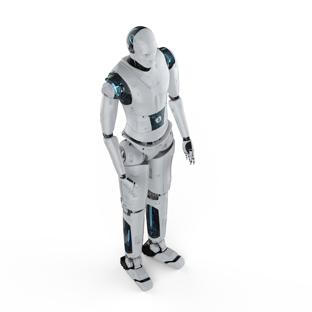 3D-Rendering humanoiden Roboter Ganzkörper auf weißem Hintergrund