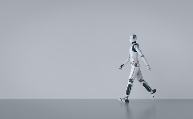 3D-Rendering humanoider Roboter Ganzkörper mit Leerzeichen gehen