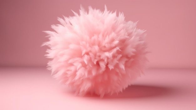 3D-Rendering-Illustration eines lustigen rosa haarigen Kugelpelzballs Generative KI