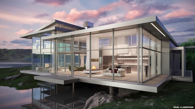 3D-Rendering-Illustration eines modernen Hauses