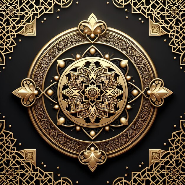 3D-Rendering-Illustration Mehndi Henna Zeichnung Kreisförmiges Mandala-Muster für Tätowierung ai generiert