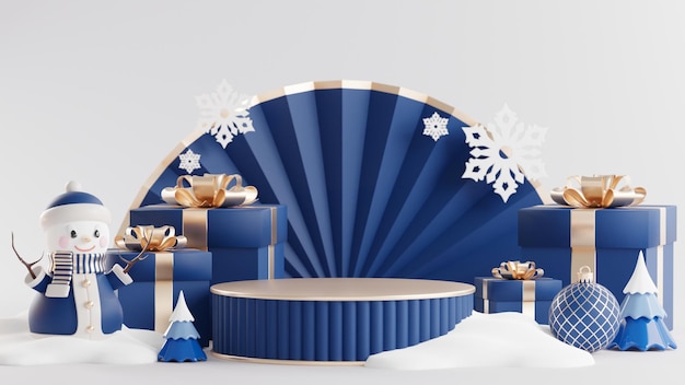 3D-Rendering-Illustration Podium Winterweihnachtsfest 2024