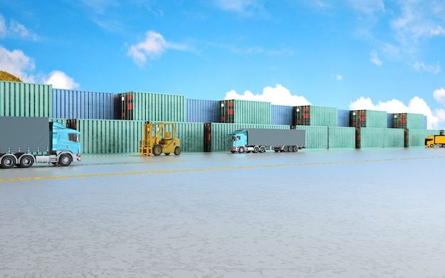 3D-Rendering Industriehafen und Container