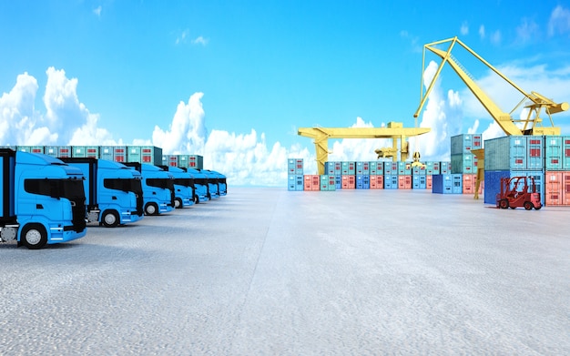 3D-Rendering Industriehafen und Container