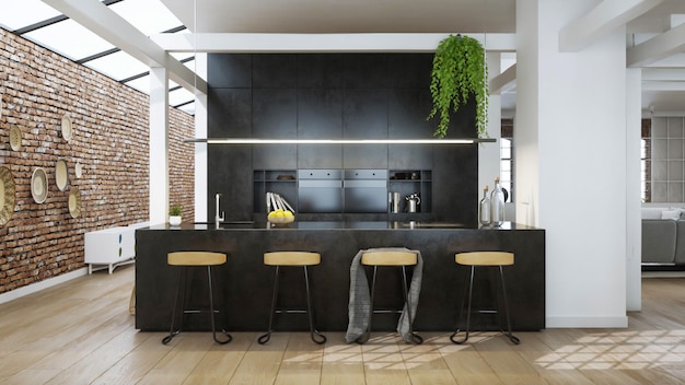 3D-Rendering Inspiration für die Innenarchitektur der Wohnung