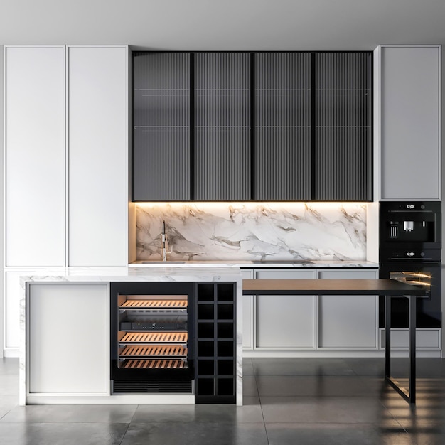 3D-Rendering Inspiration für die Innenarchitektur von modernen Küchenmöbeln