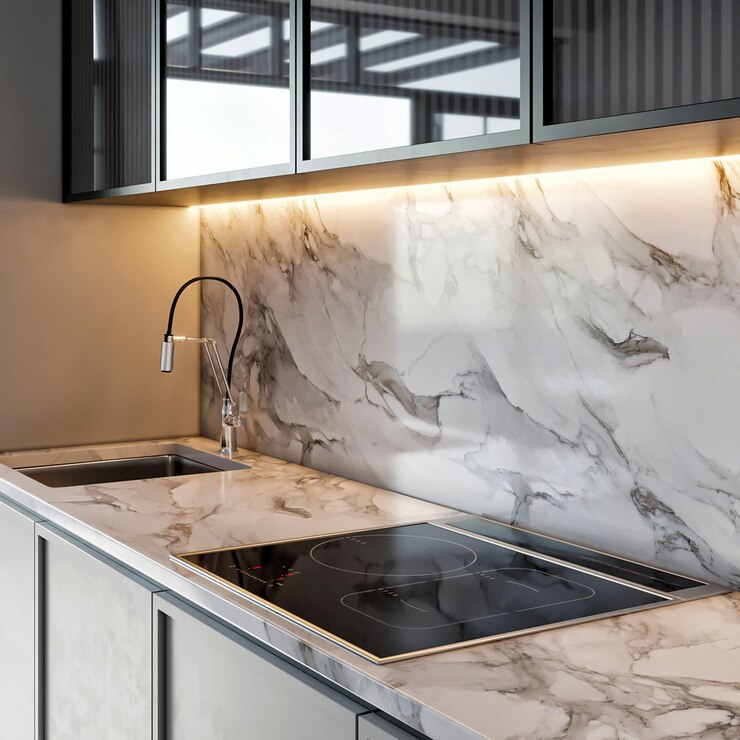 3D-Rendering Inspiration für die Innenarchitektur von modernen Küchenmöbeln