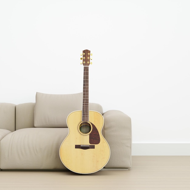 3D-Rendering Klassische Gitarre im Wohnzimmer Klassische Gitarre Leani