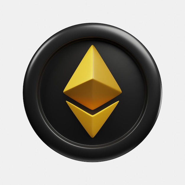 Foto 3d-rendering kryptowährung eth oder ethereum benutzerdefinierte farbmünze mit weißem hintergrund