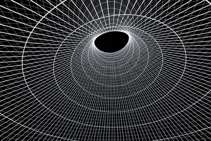 Foto 3d-rendering-kurvenlinien mit dunklem hintergrund
