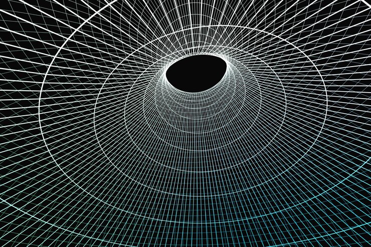Foto 3d-rendering-kurvenlinien mit dunklem hintergrund