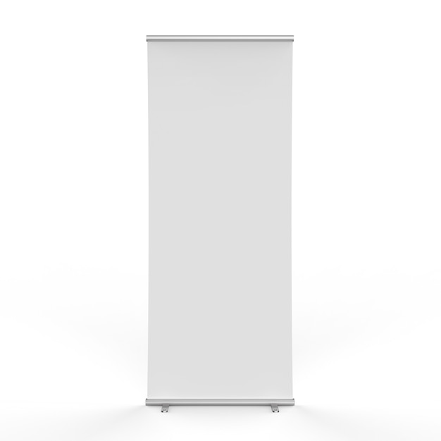 3D-Rendering leere Roll-up-Banner auf weißem Hintergrund