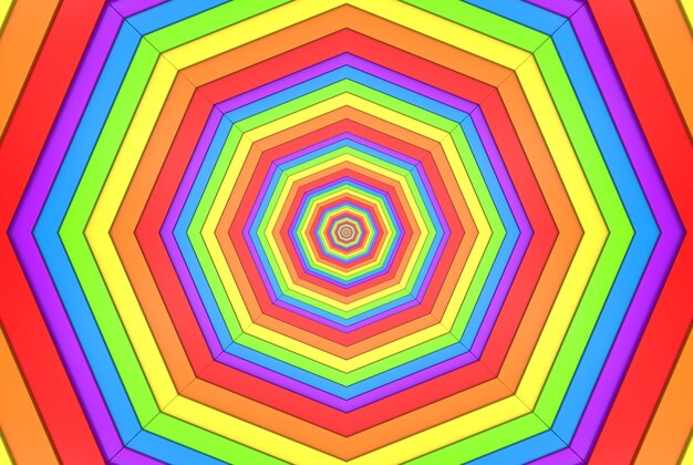 3D-Rendering. LGBT-Regenbogen mit sechseckiger Struktur, Webmuster, Wandhintergrund.