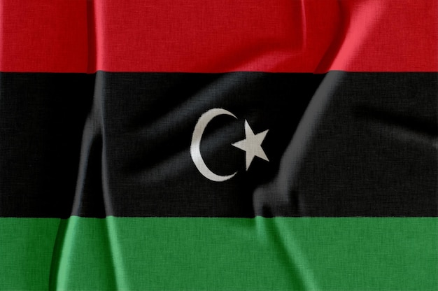 Foto 3d-rendering libyens nationale stoffflagge