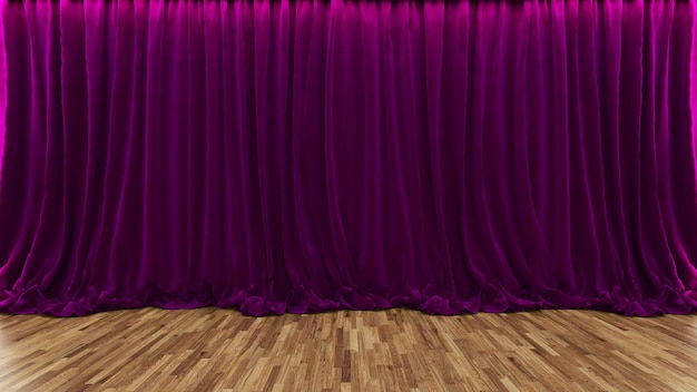 3D-Rendering lila Theater- und Kinovorhang mit Parkettboden von Sedat SEVEN