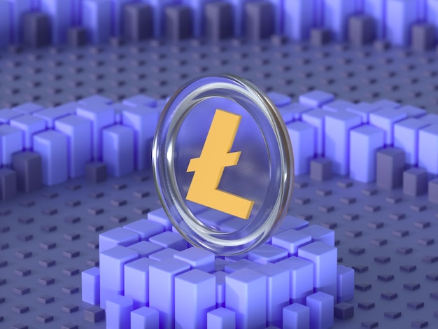 3D-Rendering Litecoin-Kryptowährung mit abstraktem Hintergrund