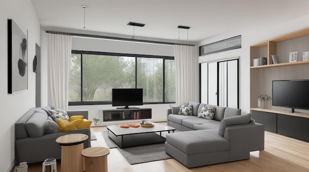 3D-Rendering Loft Luxus Wohnzimmer