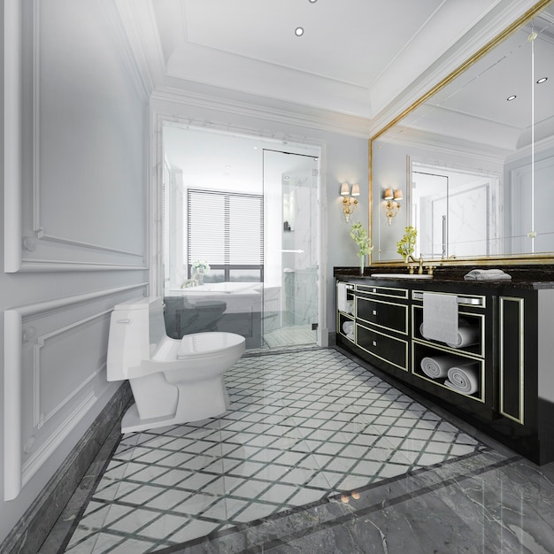 3D-Rendering Luxus modernes Design Bad und WC