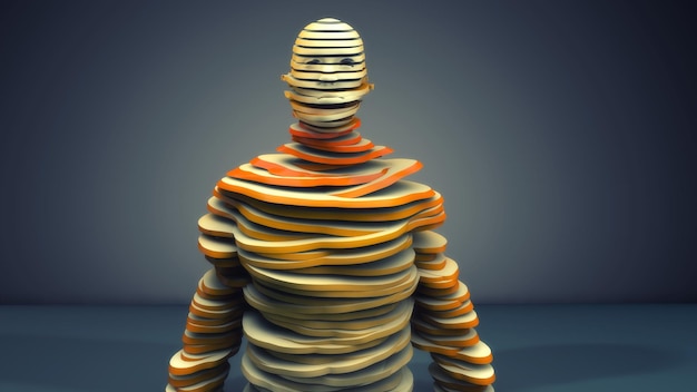 3D-Rendering Menschliche Figur in Scheiben geschnitten