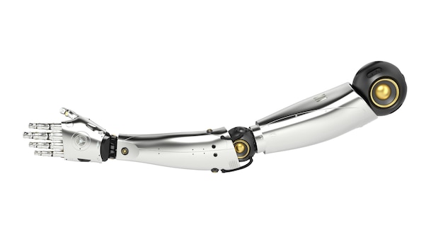 3D-Rendering-Metall-Cyborg-Arm isoliert auf weiß