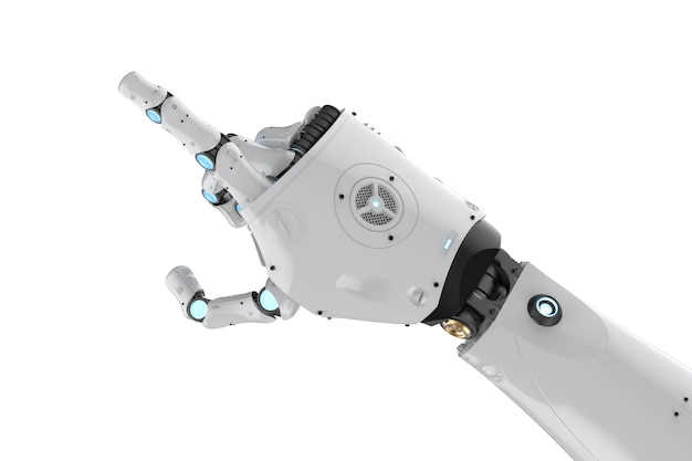 3D-Rendering-Metall-Cyborg-Arm isoliert auf weiß