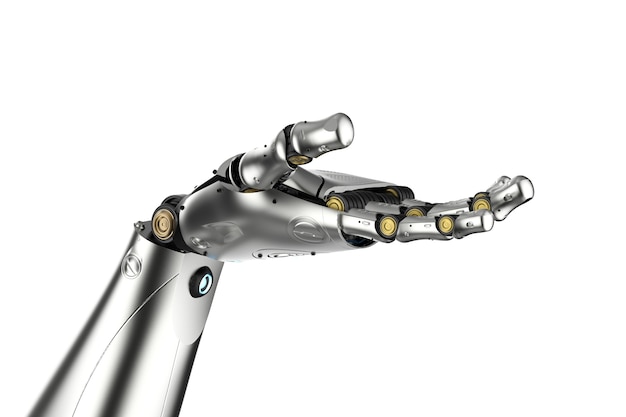 3D-Rendering-Metall-Cyborg-Arm isoliert auf weiß