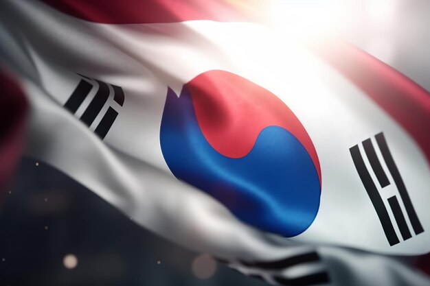 3D-Rendering Minimalistischer Südkorea-Flaggen-Bokeh-Hintergrund mit minimalistischem Symbol Generative KI