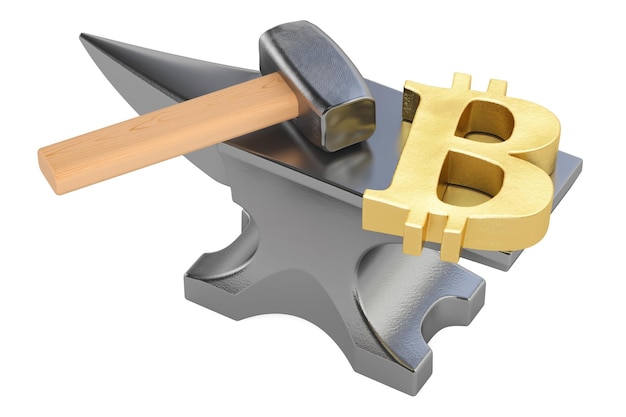 Foto 3d-rendering mit dem gold-bitcoin-symbol