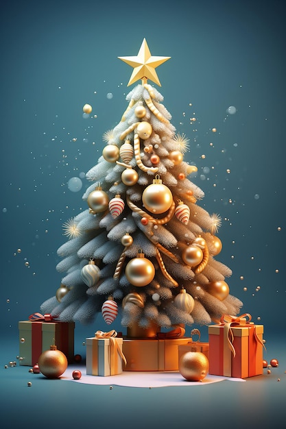 3D-Rendering mit frohes Weihnachten und Neujahrskonzept