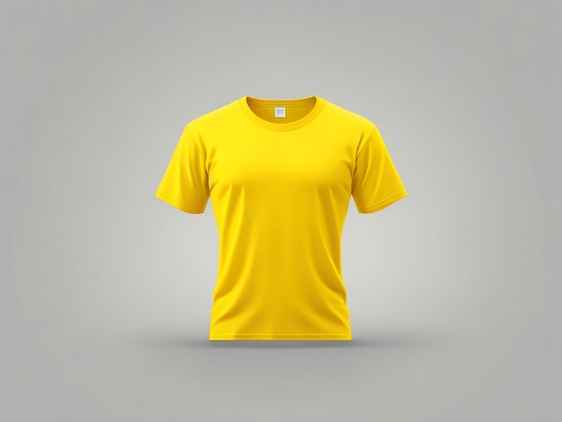 3D-Rendering mit gelbem T-Shirt-Vorlagen-Frontmodell isoliert auf weißem Hintergrund Mode-Mocku