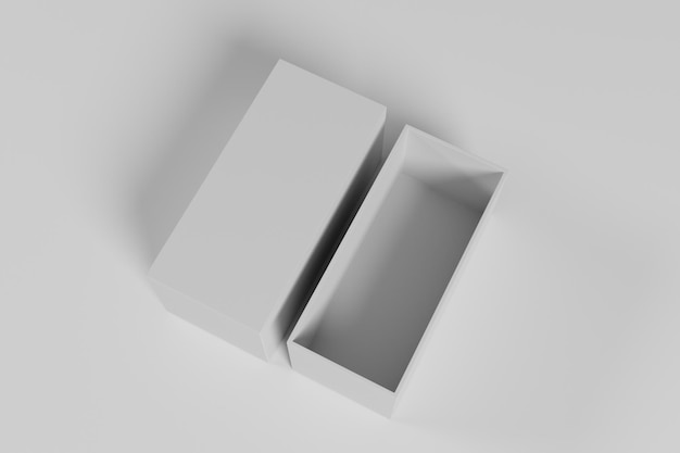 3D-Rendering-Mockup mit White-Box-Verpackung