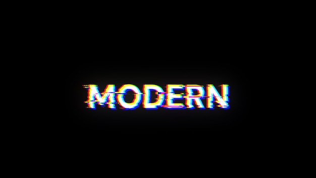 3D-Rendering Moderner Text mit Bildschirm-Effekten technologischer Störungen