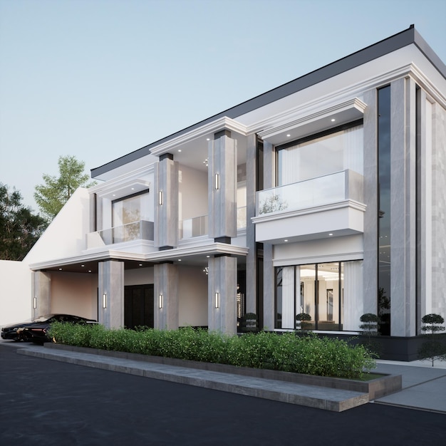 3D-Rendering Modernes Hausdesign