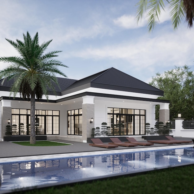 3D-Rendering Modernes Hausdesign