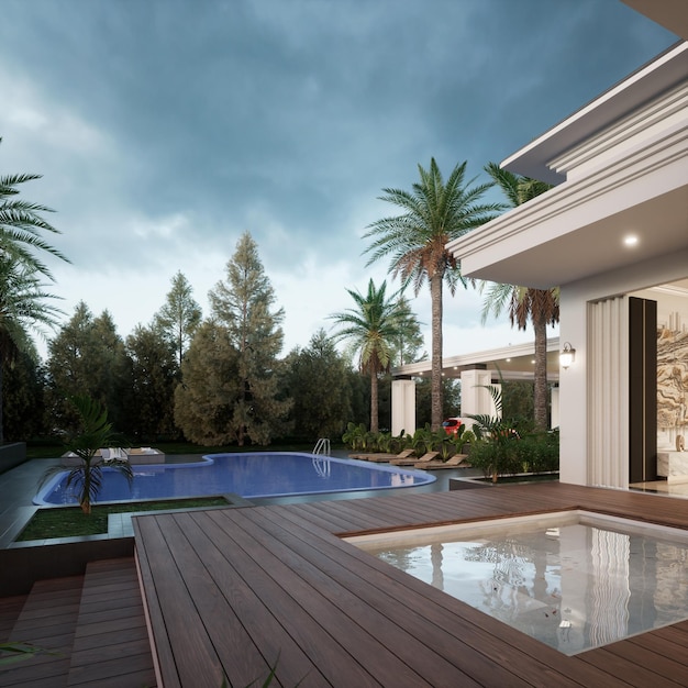 3D-Rendering Modernes Hausdesign