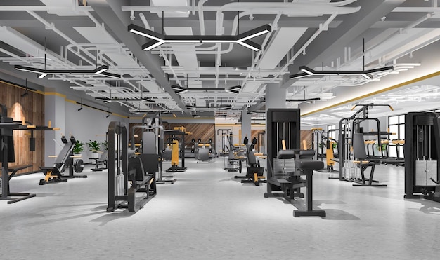 3D-Rendering modernes Loft-Fitnessstudio und Fitness