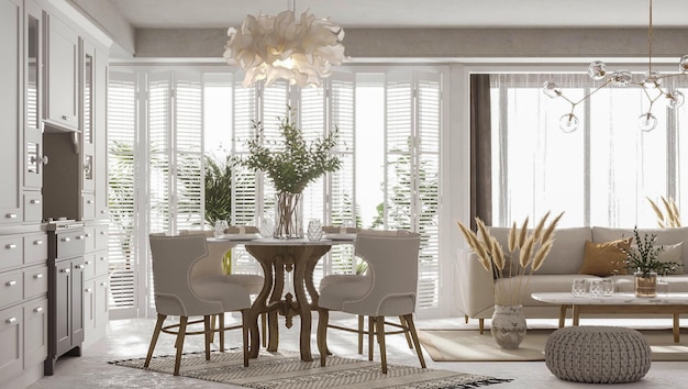 3D-Rendering modernes Wohnzimmer Innenarchitektur