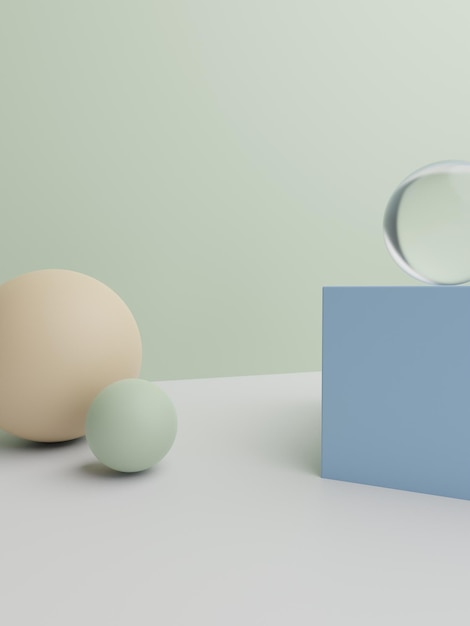 3D Rendering Multi Pastel Colors Studio Shot Product Display Fondo con bloques geométricos