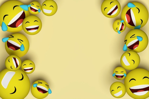 3D-Rendering .Objektlächeln und lachen Emoticons