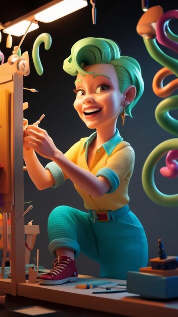 3d rendering of cartoon like person