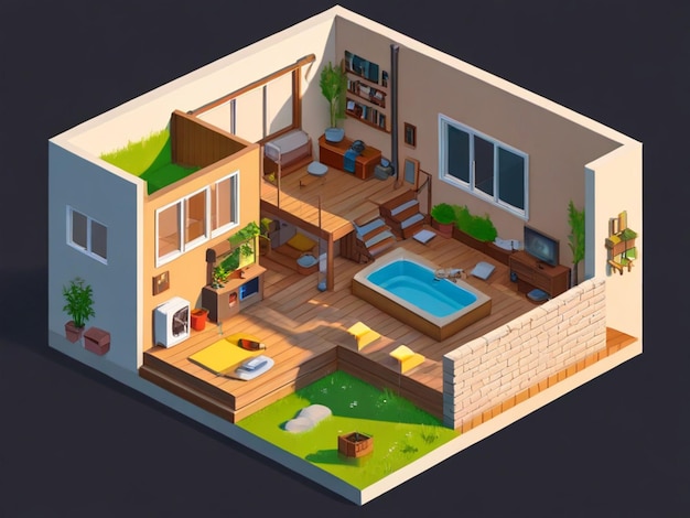 Foto 3d rendering of isometric house