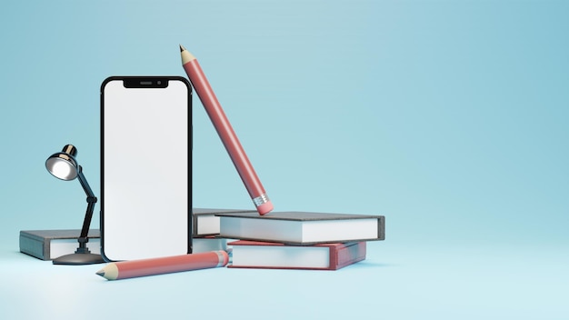 3D-Rendering Online-Klassenbildung auf mobiler Illustration des Smartphones