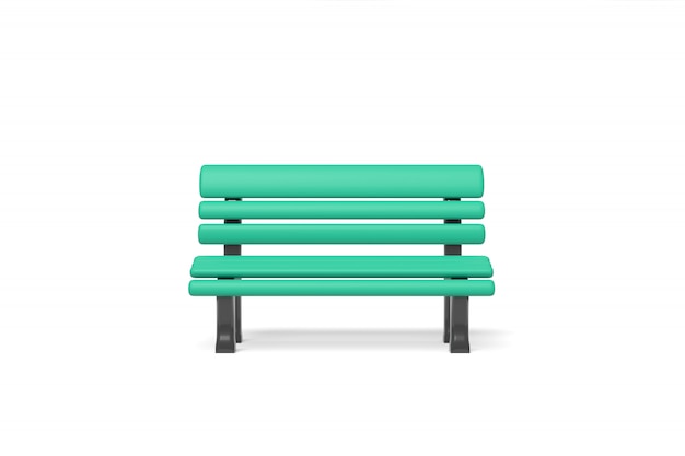 3D rendering park bench color verde aislado en blanco
