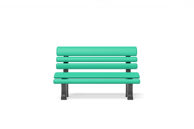 3D rendering park bench color verde aislado en blanco