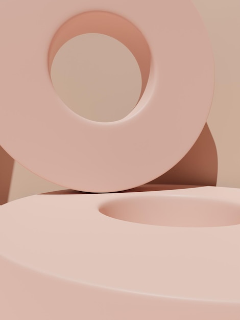 3D Rendering Pastel Color Studio Shot Fondo de visualización del producto con bloques geométricos para cosméticos de belleza o exhibición de productos para el cuidado de la piel